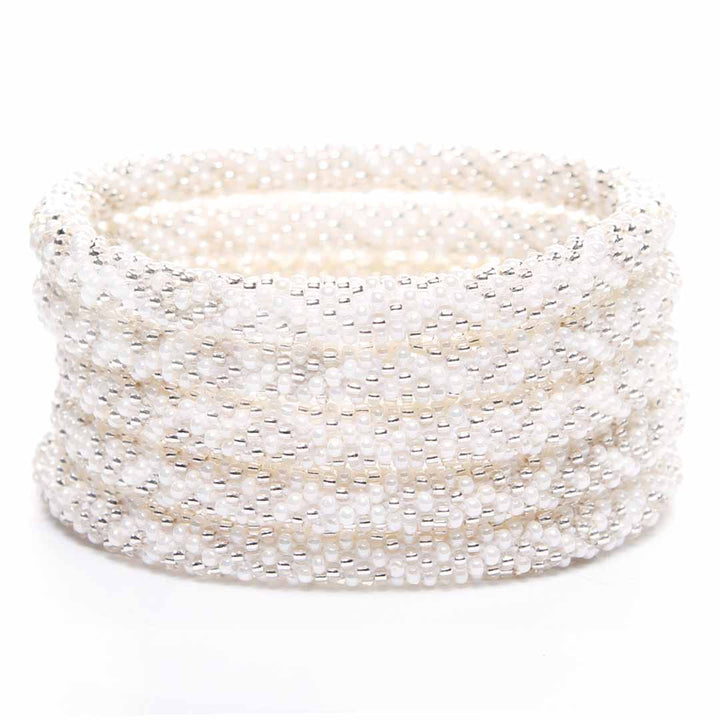 Moonlight Shell Bracelet - Seed Bead Jewelry - Stack