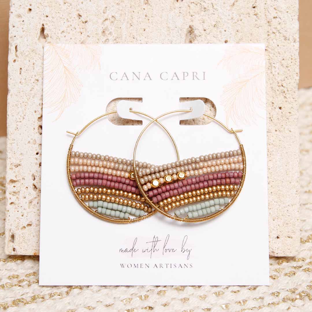 Ombre Dawn Beaded Hoop Earrings - Handmade Artisan Jewelry-Packaging