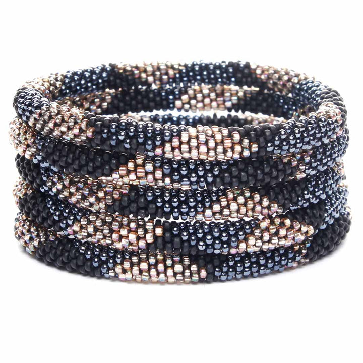 Onyx and Slate Beaded Bracelet-STack