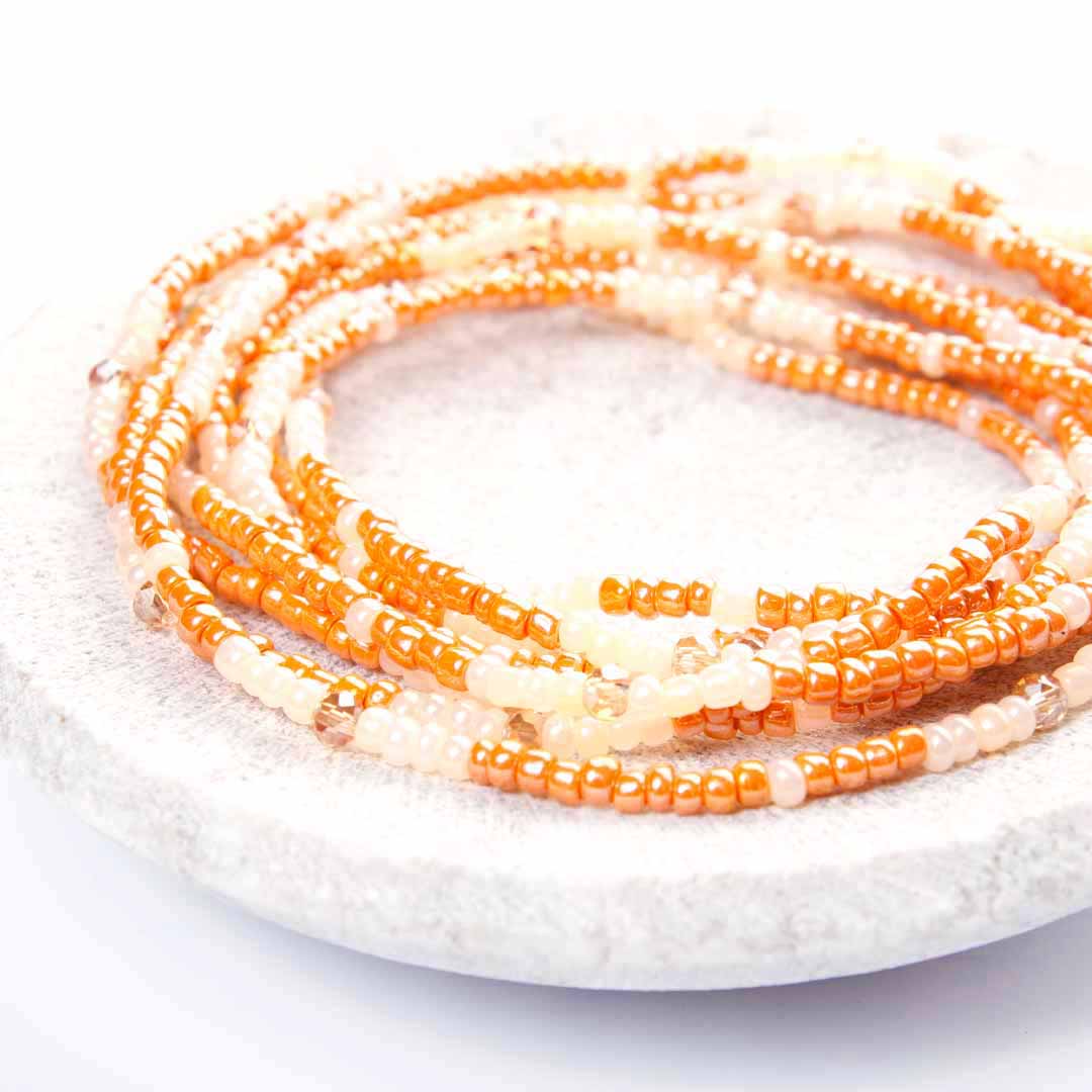 Papaya Daiquiri Beaded Ankle Bracelet - Handmade Artisan Jewelry - Stack - Cana Capri