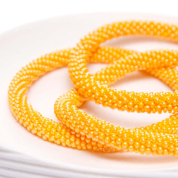 Papaya Gloss Beaded Bracelet Side