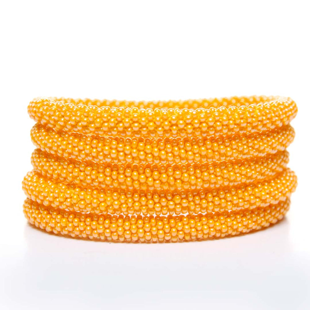Papaya Gloss Beaded Bracelet Stack