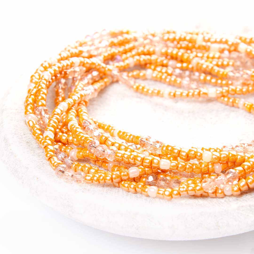 Papaya Spritzer Beaded Ankle Bracelet - Handmade Artisan Jewelry - Stack - Cana Capri