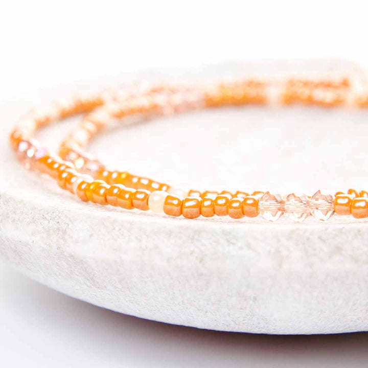 Papaya Spritzer Beaded Anklet-1