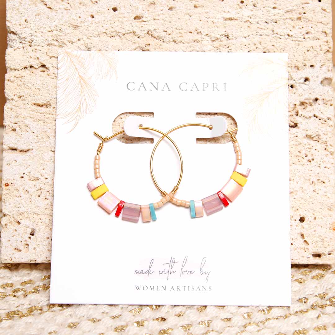 Pastel Petal Dainty Beaded Hoop Earrings - Handmade Artisan Jewelry-Packaging