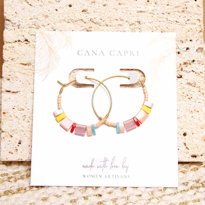 Pastel Petal Dainty Beaded Hoop Earrings - Handmade Artisan Jewelry-Packaging