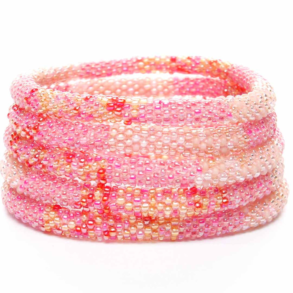 Peachy Berry Spritzer Beaded Bracelet Stack