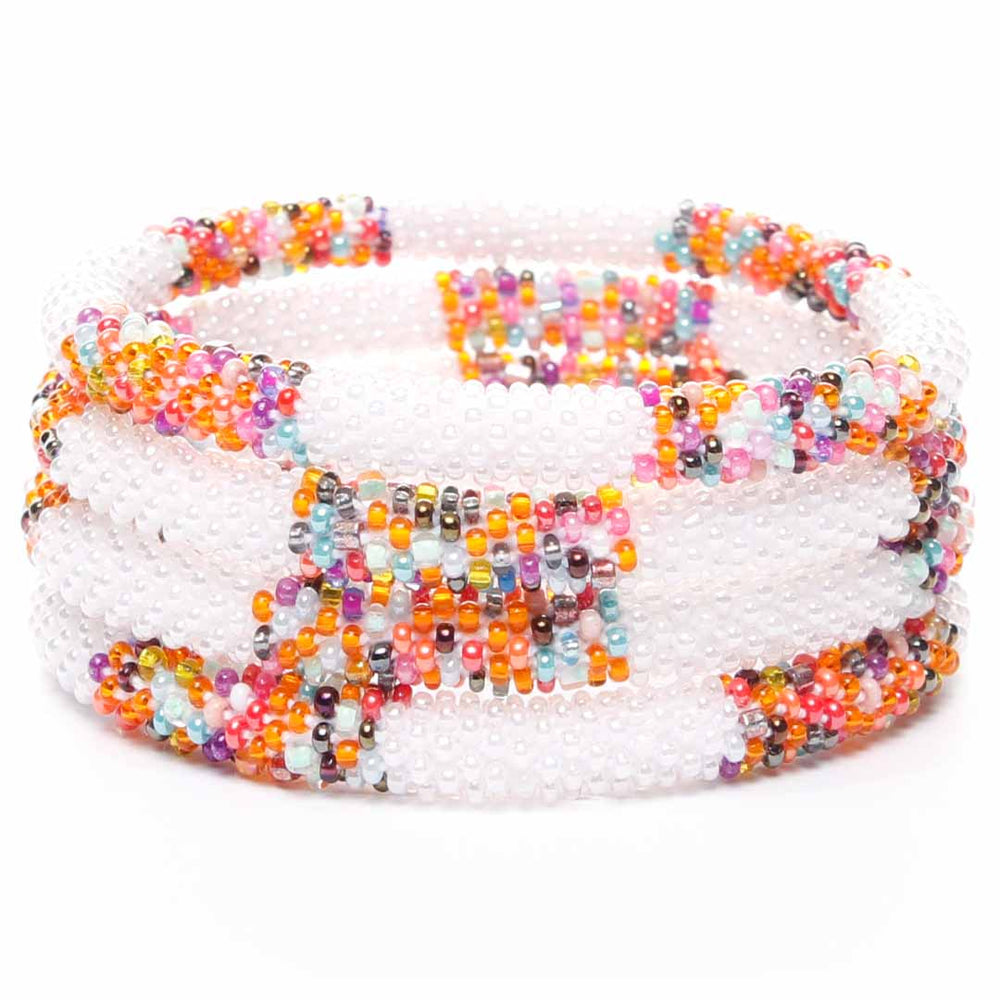 Pearl Sprinkle Stripe Beaded Bracelet Stack