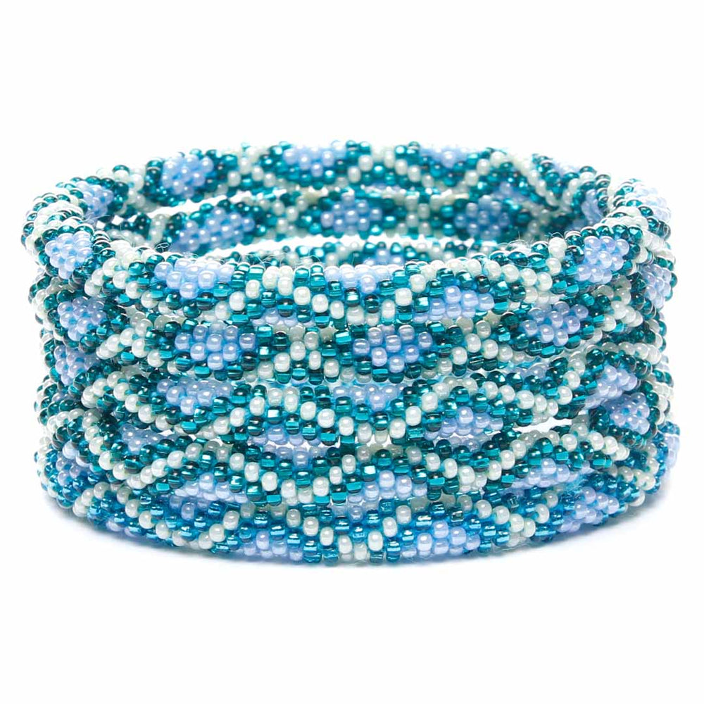 Periwinkle Forest Beaded Bracelet Stack