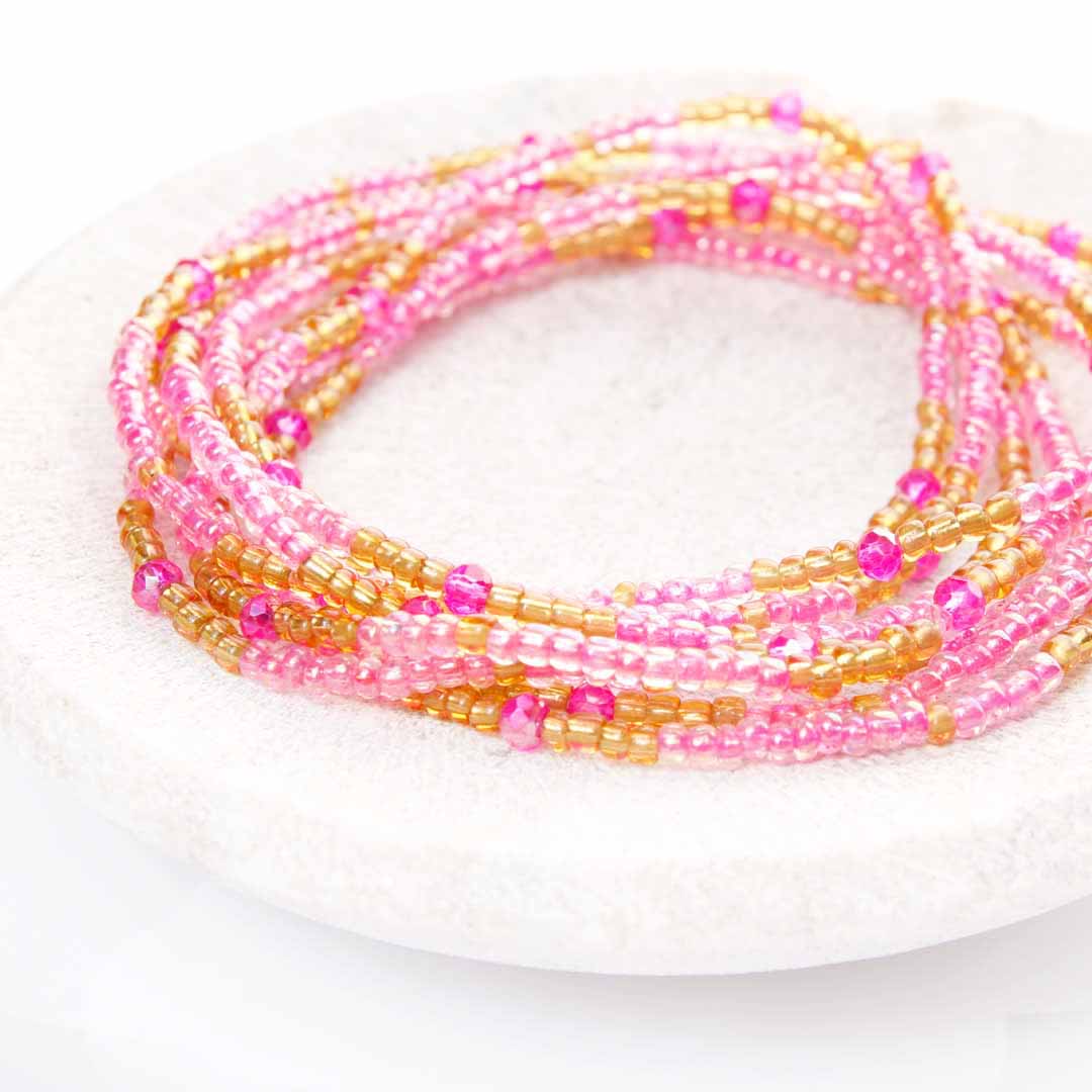 Pink Cosmopolitan Beaded Ankle Bracelet - Handmade Artisan Jewelry - Stack - Cana Capri