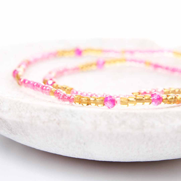 Pink Cosmopolitan Beaded Anklet-2