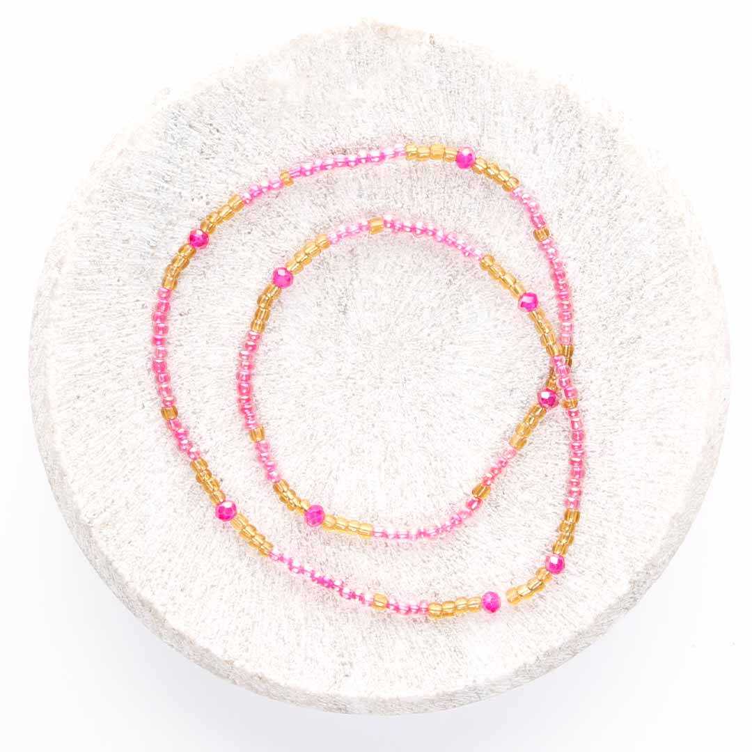 Pink Cosmopolitan Beaded Anklet-3