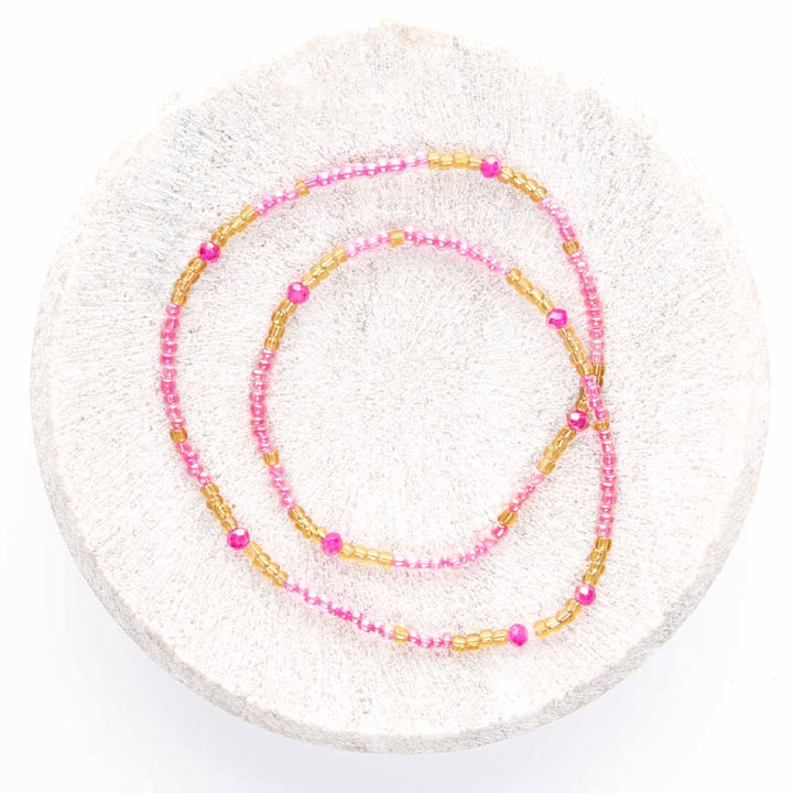 Pink Cosmopolitan Beaded Anklet-3