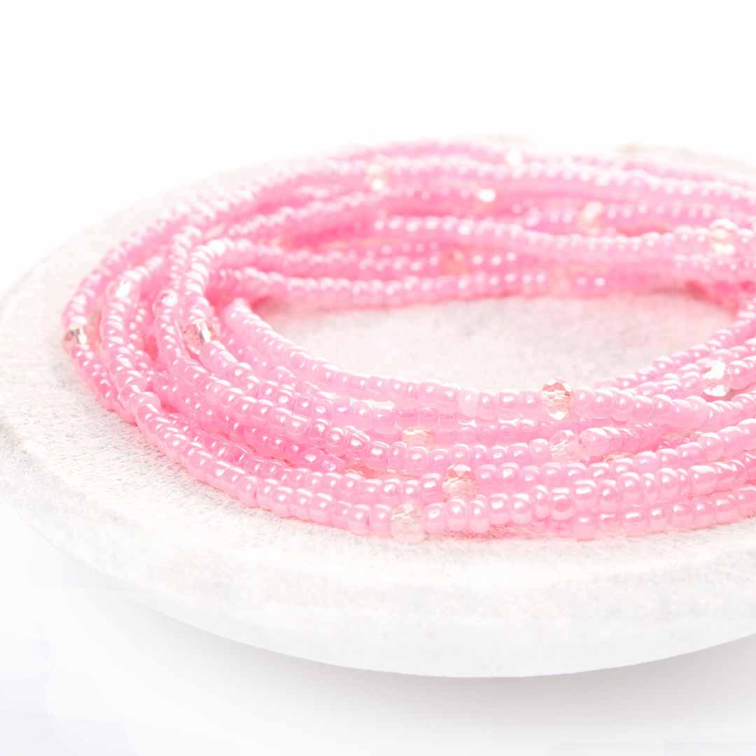 Pink Gloss Beaded Ankle Bracelet - Handmade Artisan Jewelry - Stack - Cana Capri