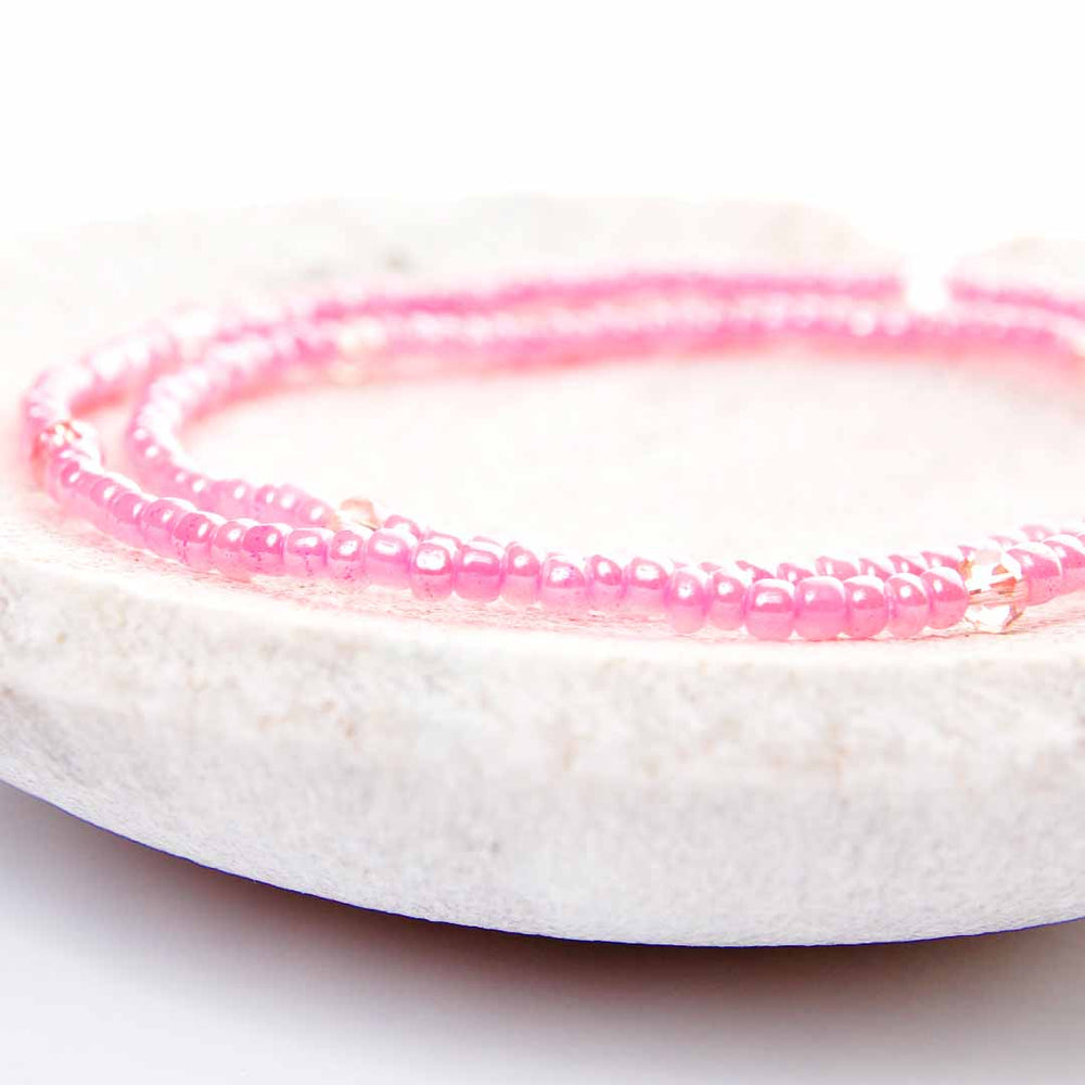 Pink Gloss Beaded Anklet2