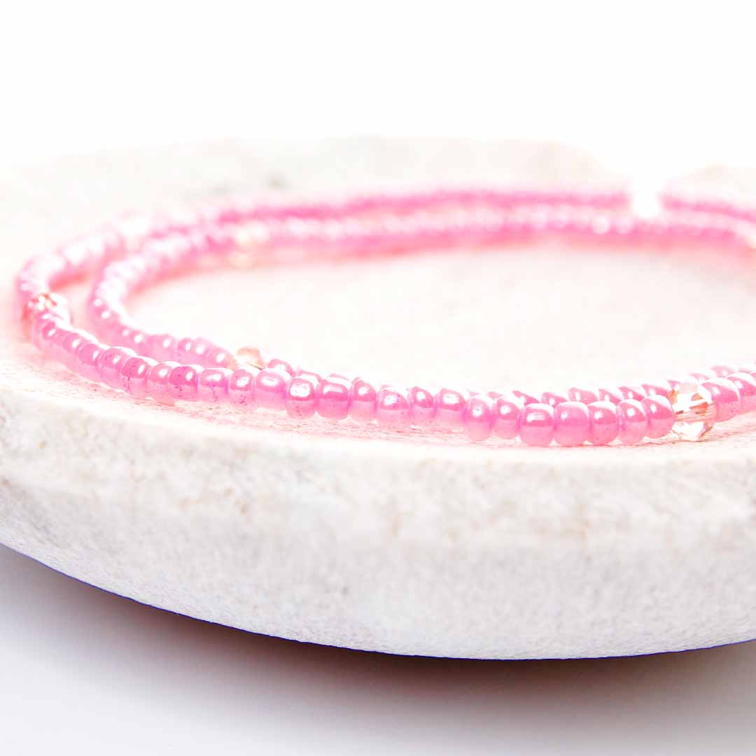 Pink Gloss Beaded Anklet2