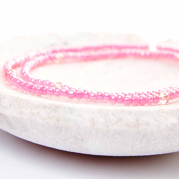 Pink Gloss Beaded Anklet2