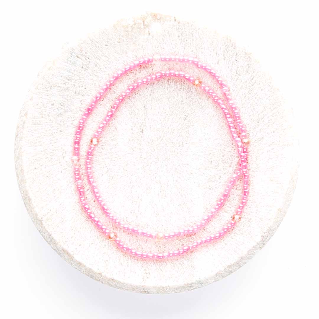Pink Gloss Beaded Anklet-3