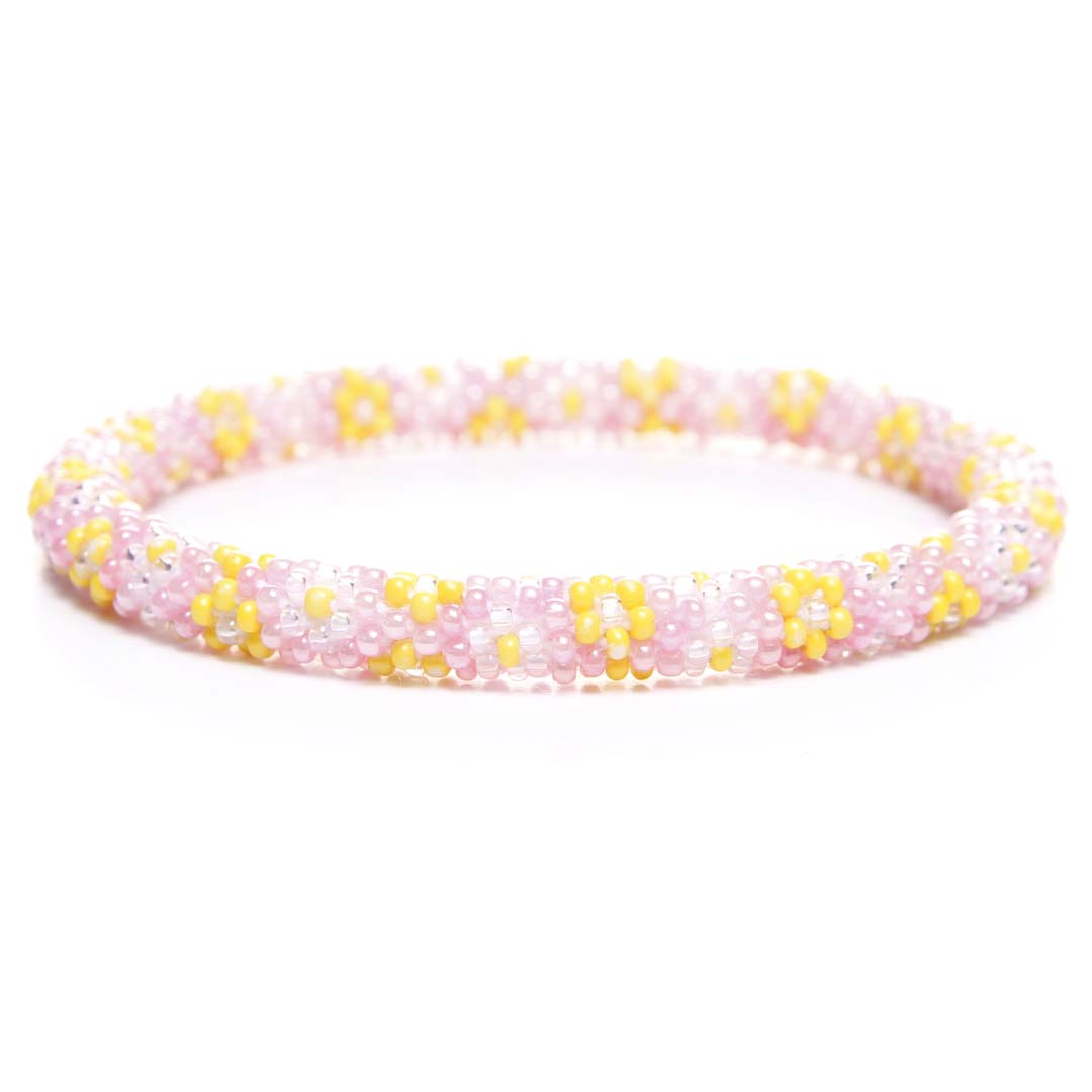 Pink Lemonade Daisies Beaded Bracelet-1