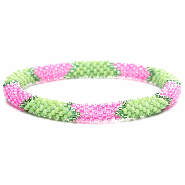 Pink Lemonade & Lime Bracelet - Seed Bead Jewelry -Close Up - Cana Capri