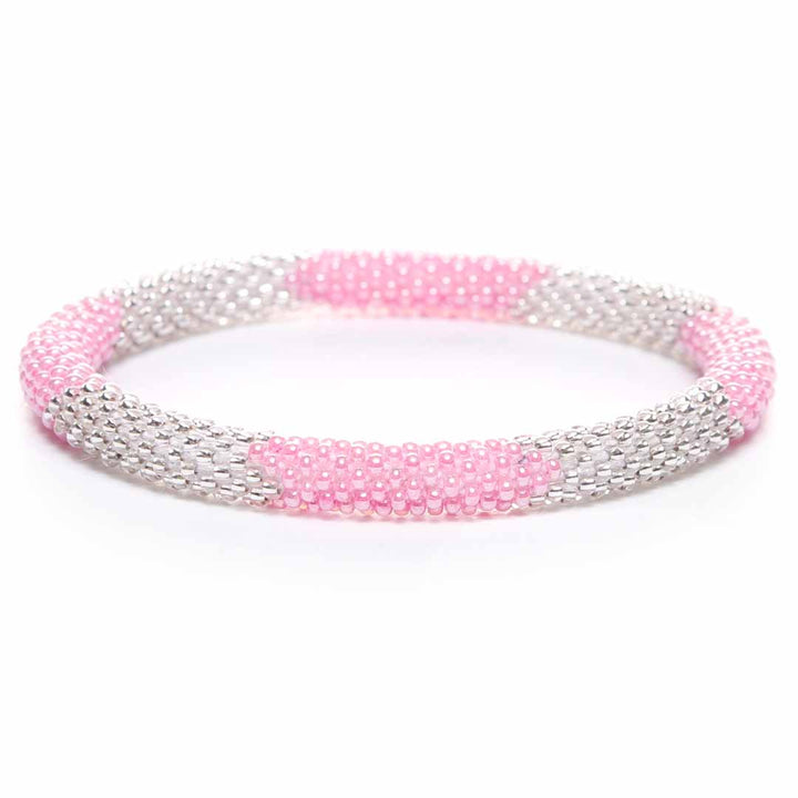 Pink Peony Sparkles Bracelet - Seed Bead Jewelry -Close Up - Cana Capri