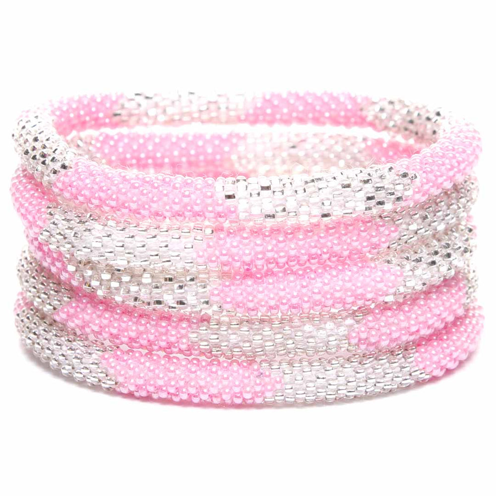 Pink Peony Sparkles Bracelet - Seed Bead Jewelry -Stack - Cana Capri