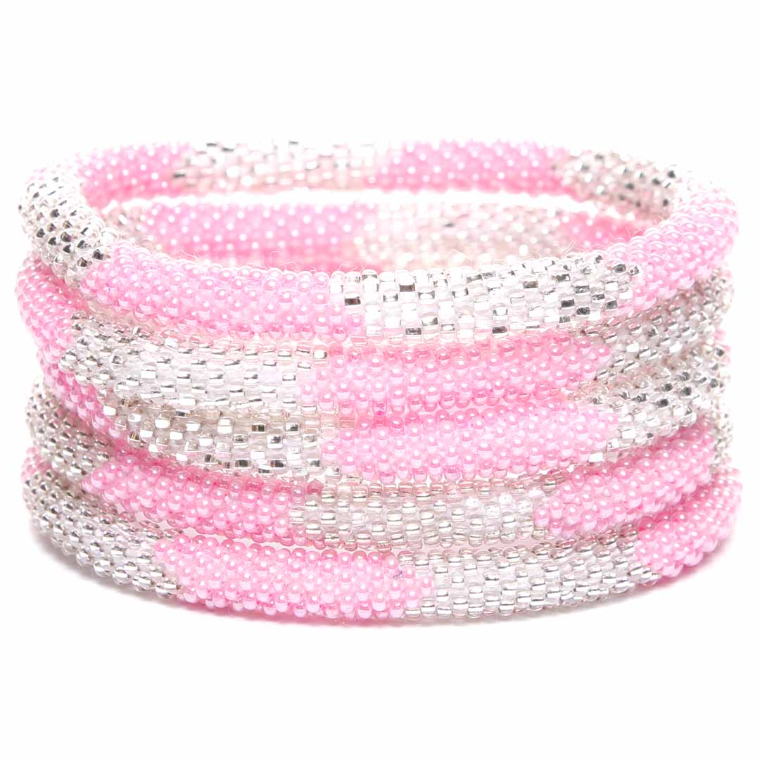 Pink Peony Sparkles Bracelet - Seed Bead Jewelry -Stack - Cana Capri