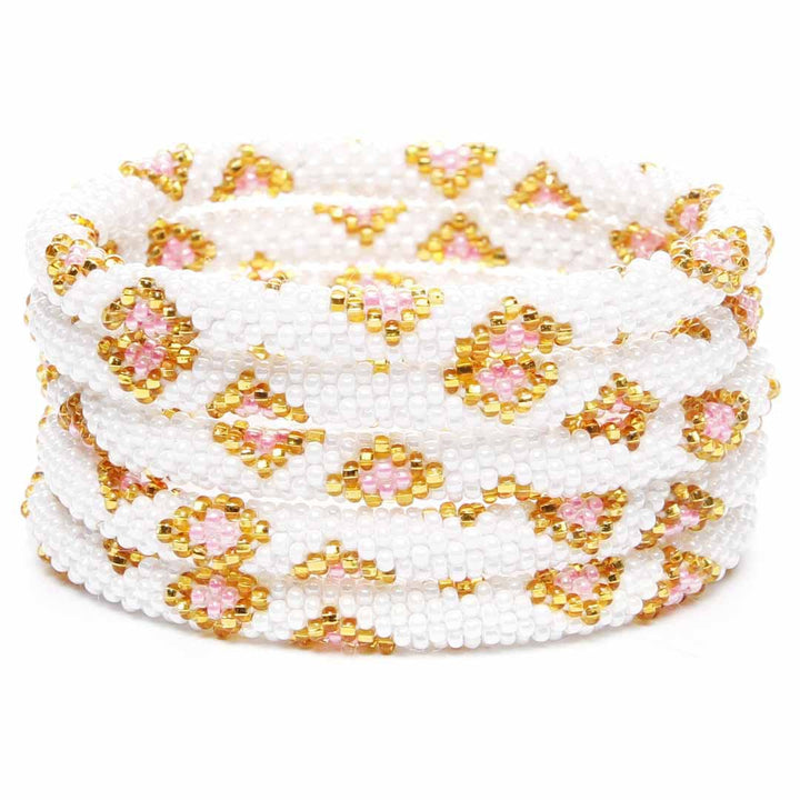 Pink & Pearl Diamonds Beaded Bracelet Stack
