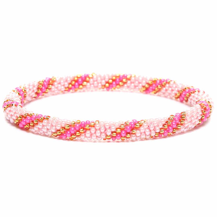 Pink Ribbon Twist Bracelet - Seed Bead Jewelry -Close Up - Cana Capri