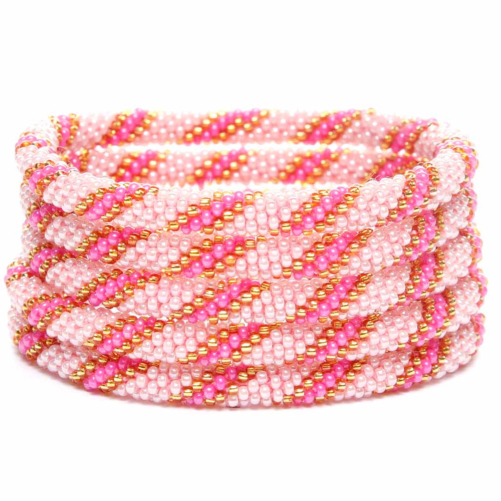 Pink Ribbon Twist Bracelet - Seed Bead Jewelry -STack - Cana Capri