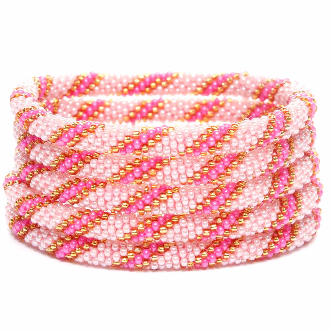 Pink Ribbon Twist Bracelet - Seed Bead Jewelry -STack - Cana Capri