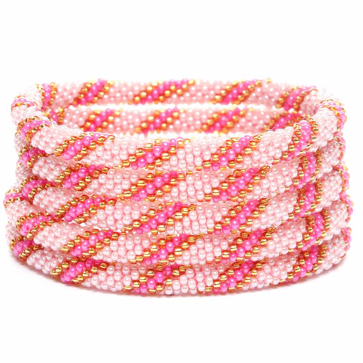 Pink Ribbon Twist Bracelet - Seed Bead Jewelry -STack - Cana Capri