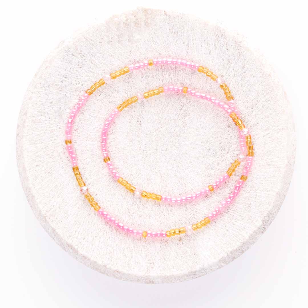 Pink Sunshine Beaded Anklet-1