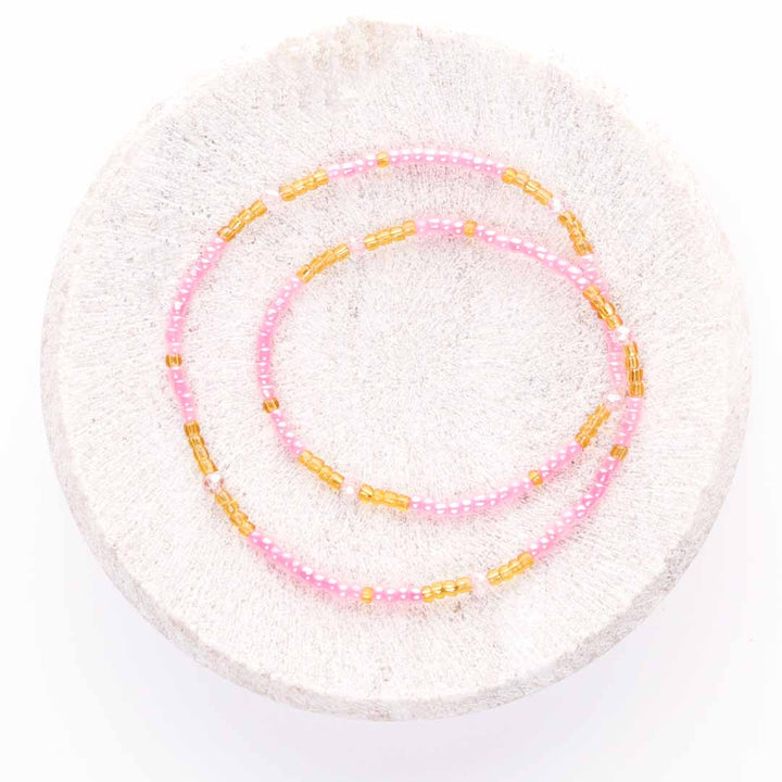 Pink Sunshine Beaded Anklet-1