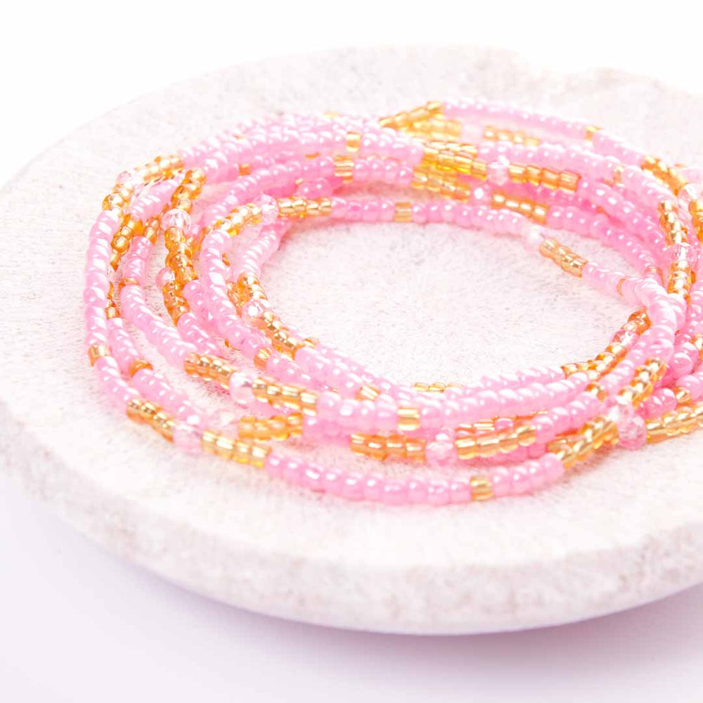 Pink Sunshine Beaded Anklet-3
