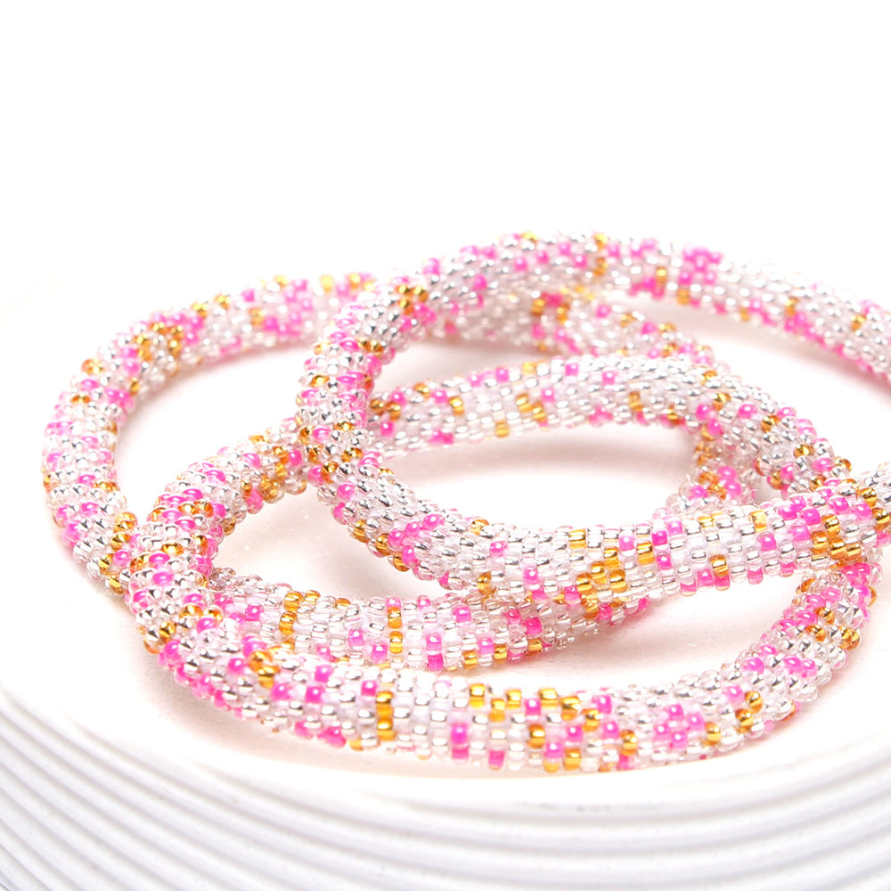 Pink Sunshine Sparkles Beaded Bracelet for Women-3