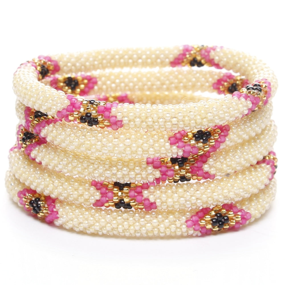 Pink Vanilla Rodeo Beaded Bracelet STack
