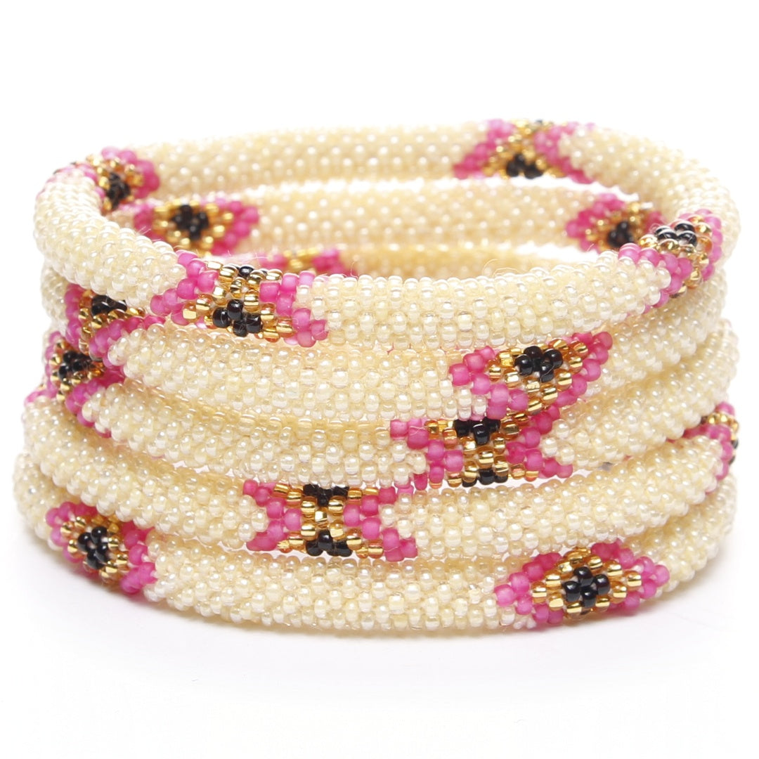 Pink Vanilla Rodeo Beaded Bracelet STack