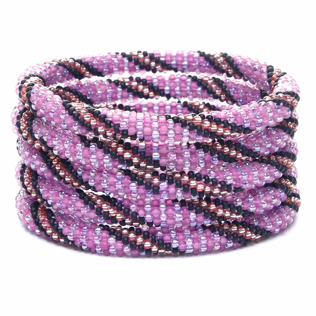 Plum Eclipse Twist Beaded Bracelet-2