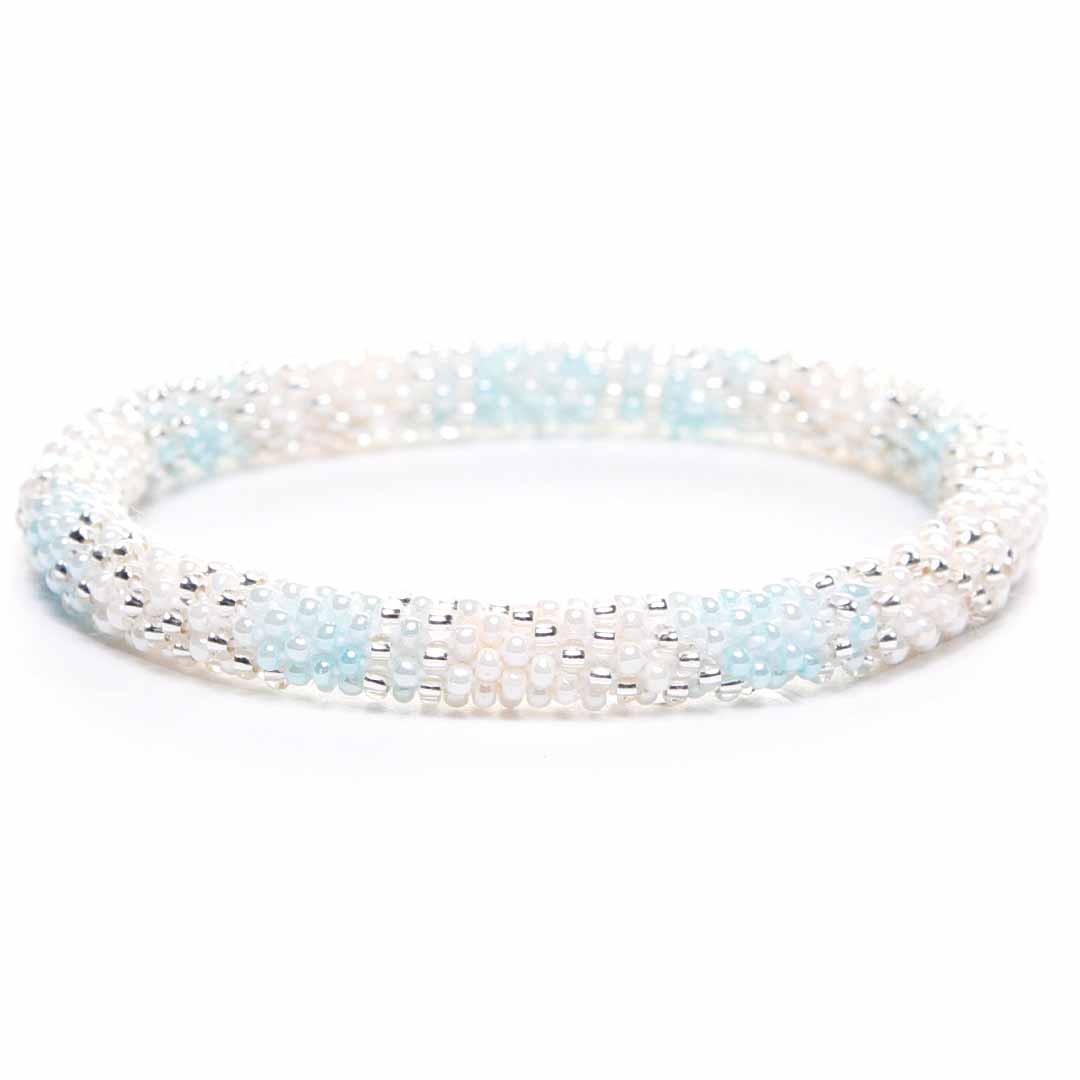 Power Blue Pearl Bracelet - Seed Bead Jewelry -Close Up - Cana Capri