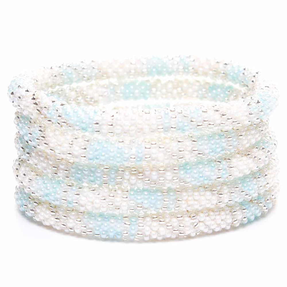 Power Blue Pearl Bracelet - Seed Bead Jewelry -Stack - Cana Capri