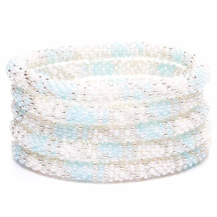 Power Blue Pearl Bracelet - Seed Bead Jewelry -Stack - Cana Capri