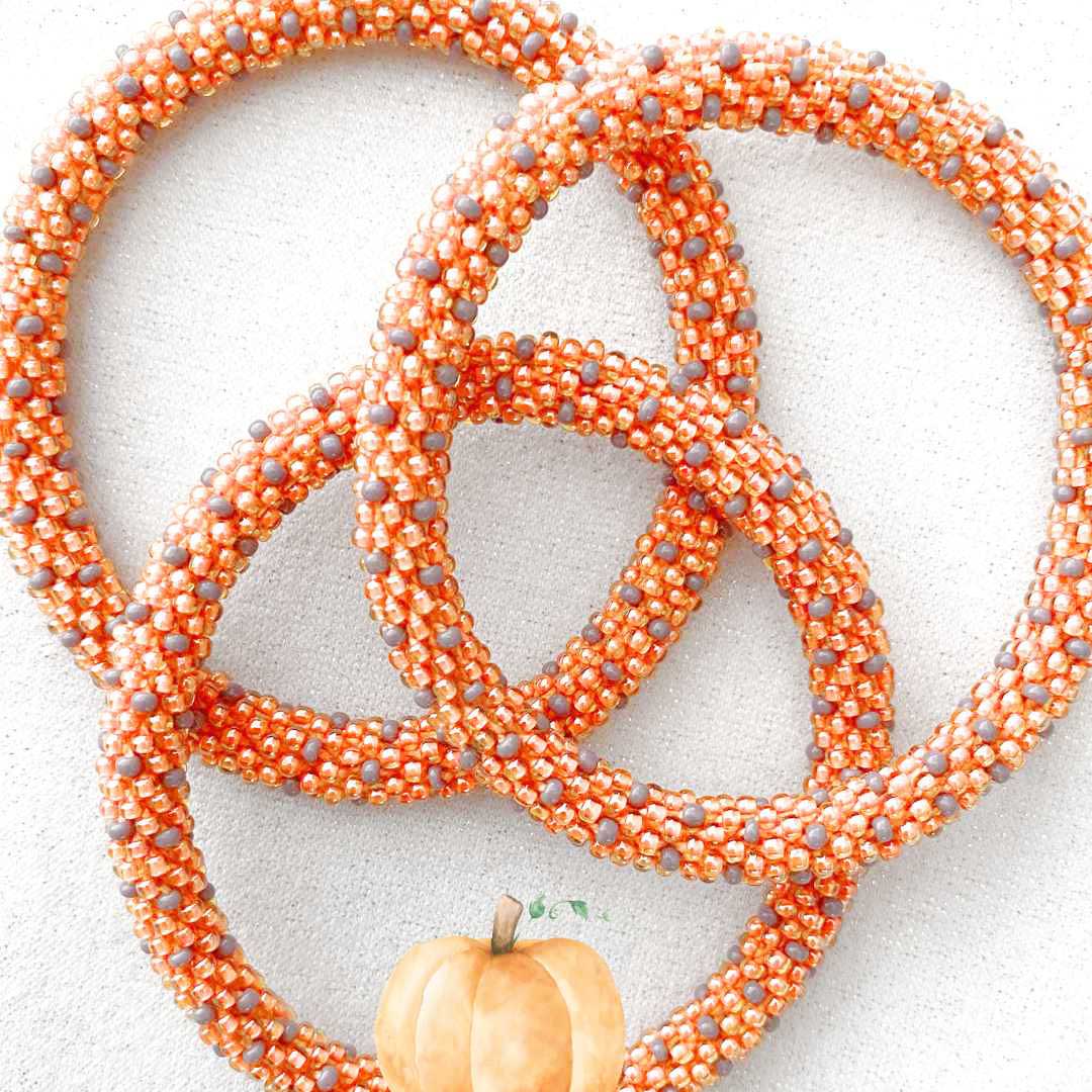 Pumpkin & Mauve Polka Dots - 8"