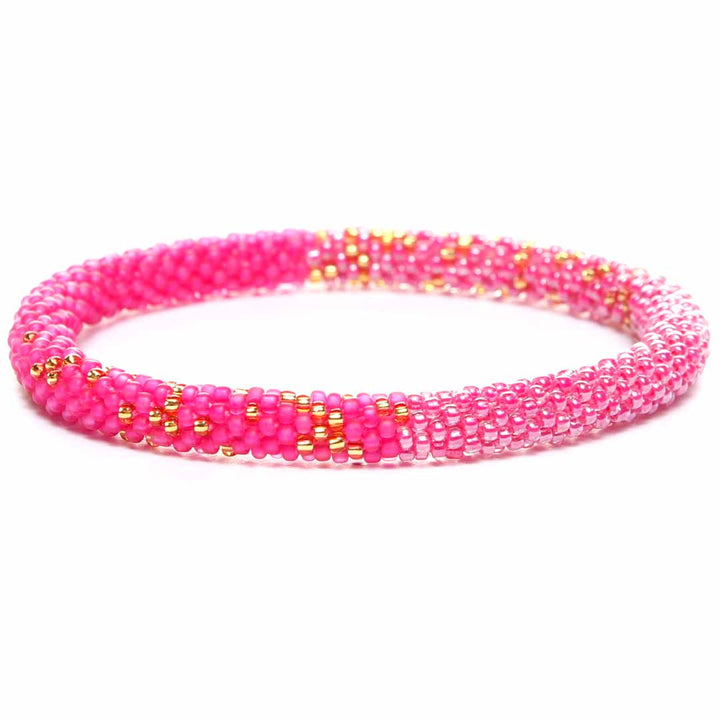 Raspberry Sorbet Shimmer Bracelet - Seed Bead Jewelry Close Up - Cana Capri