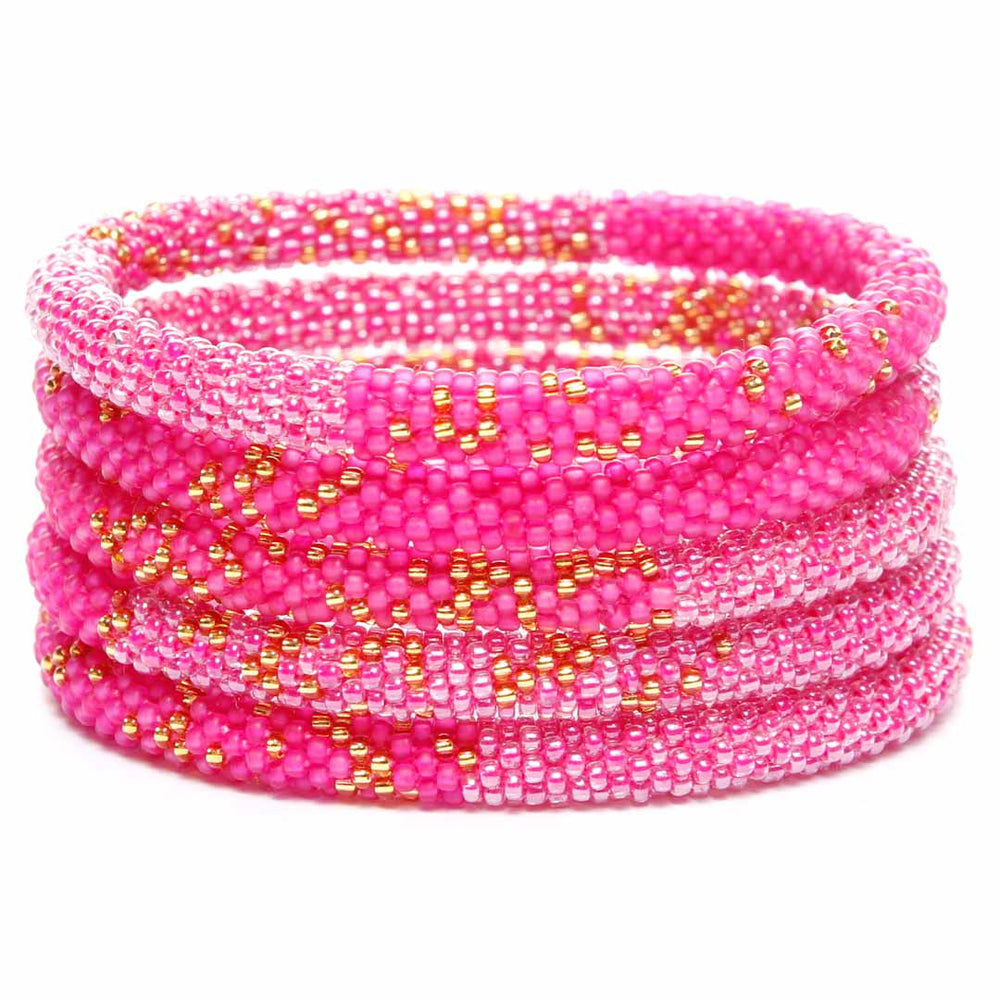 Raspberry Sorbet Shimmer Bracelet - Seed Bead Jewelry Stack - Cana Capri