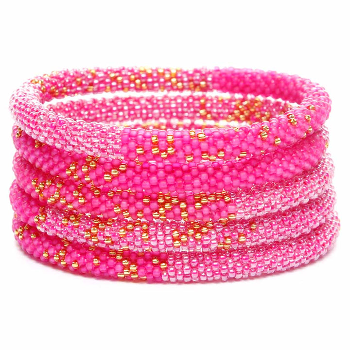 Raspberry Sorbet Shimmer Bracelet - Seed Bead Jewelry Stack - Cana Capri