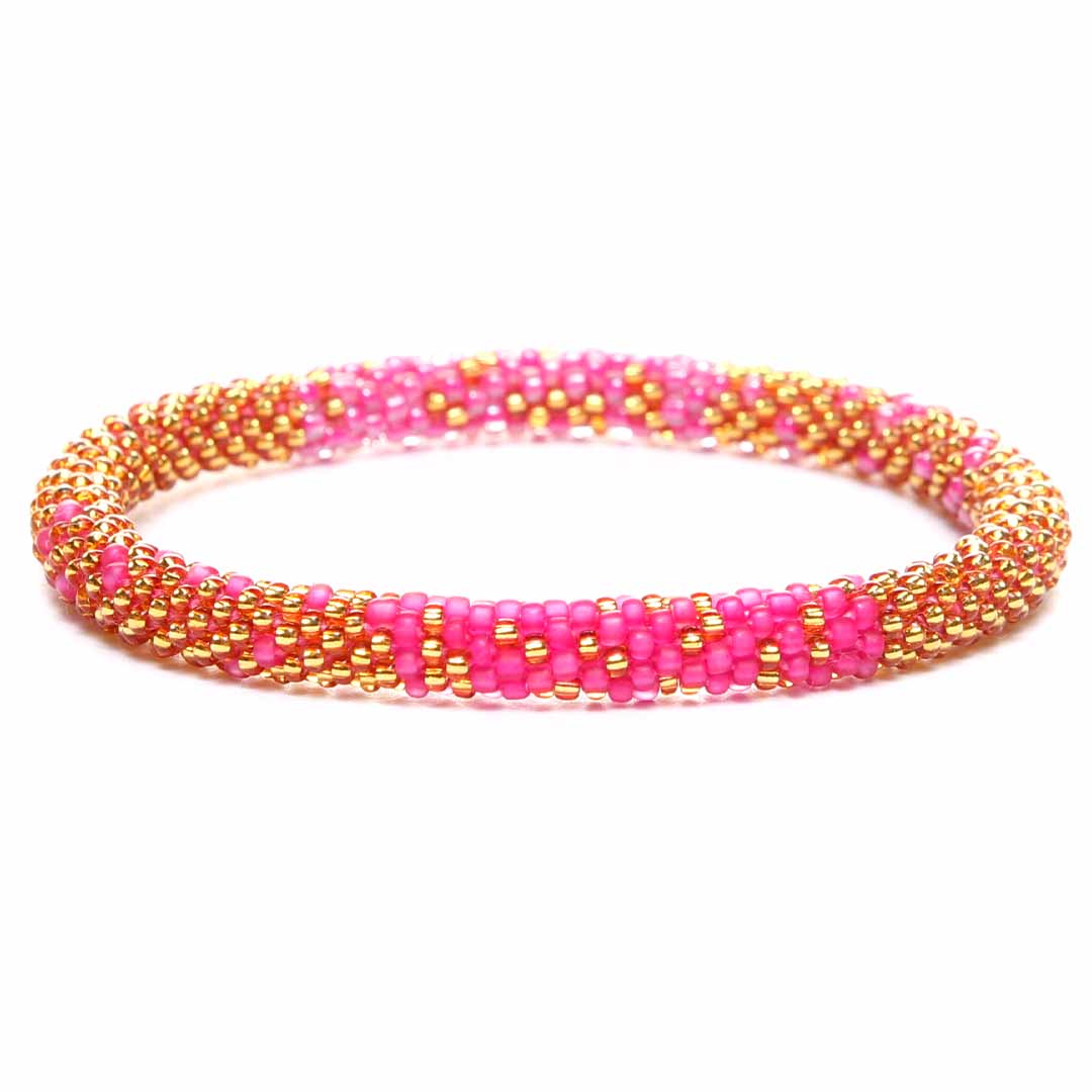 Raspberry Sorbet Sparkle Bracelet - Seed Bead Jewelry Close Up - Cana Capri
