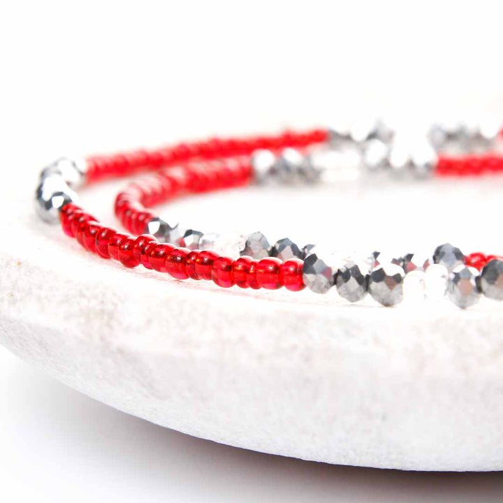 Red Coral Reef Beaded Anklet-3