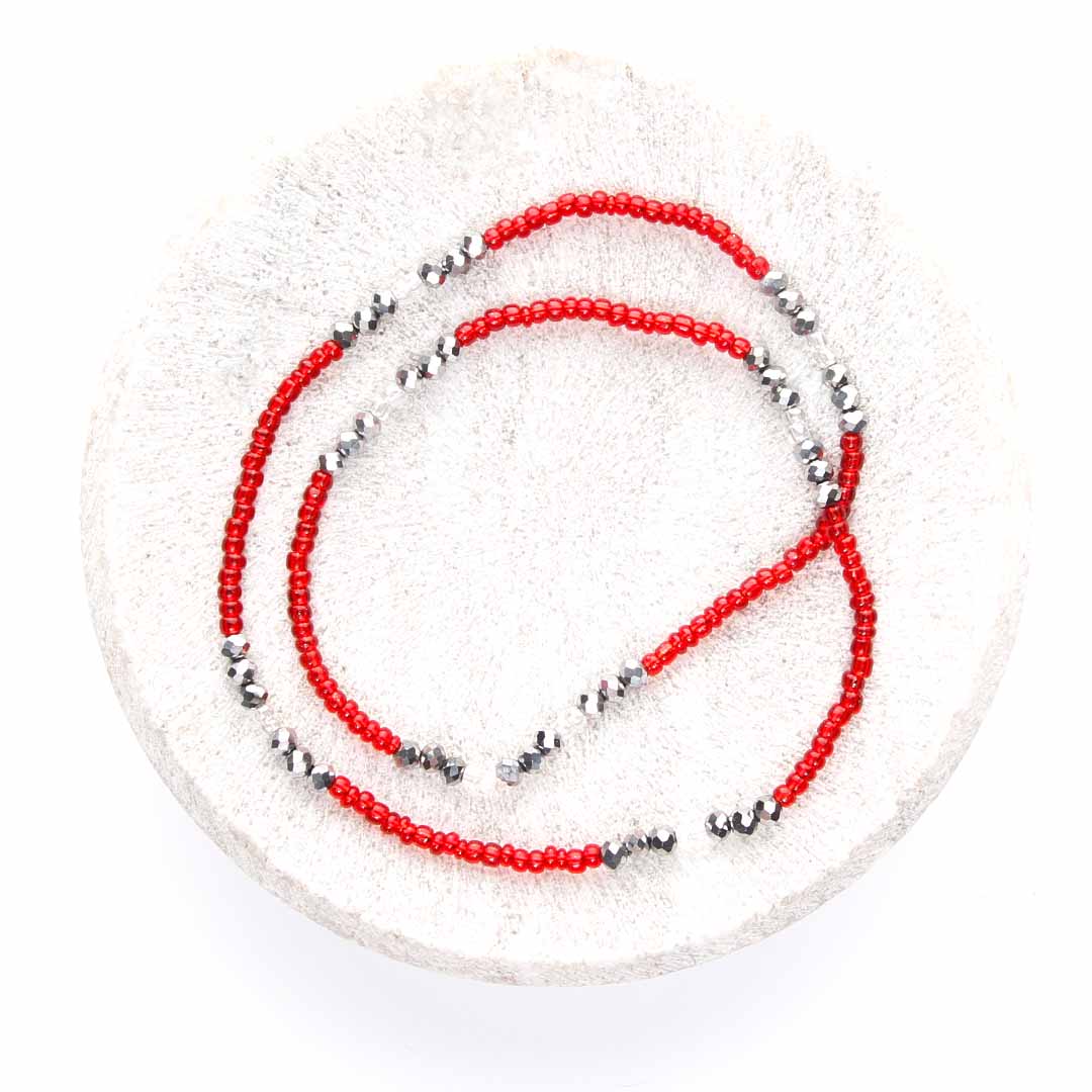 Red Coral Reef Beaded Anklet-1