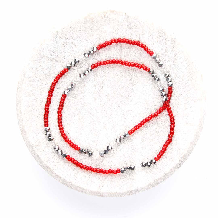 Red Coral Reef Beaded Anklet-1